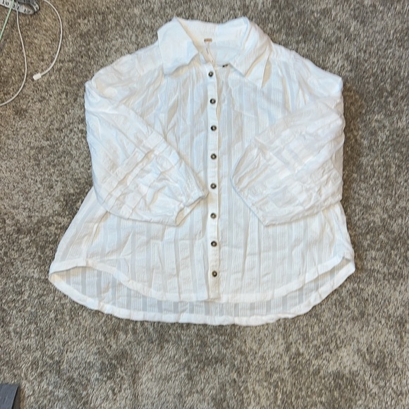 Free People Happy Days Blouse Ivory Size Medium - Picture 9 of 16